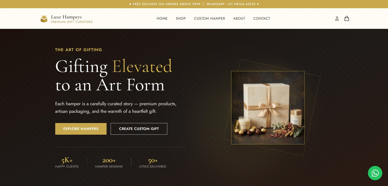 Luxe Hampers — Premium Gifting Website by Builtin